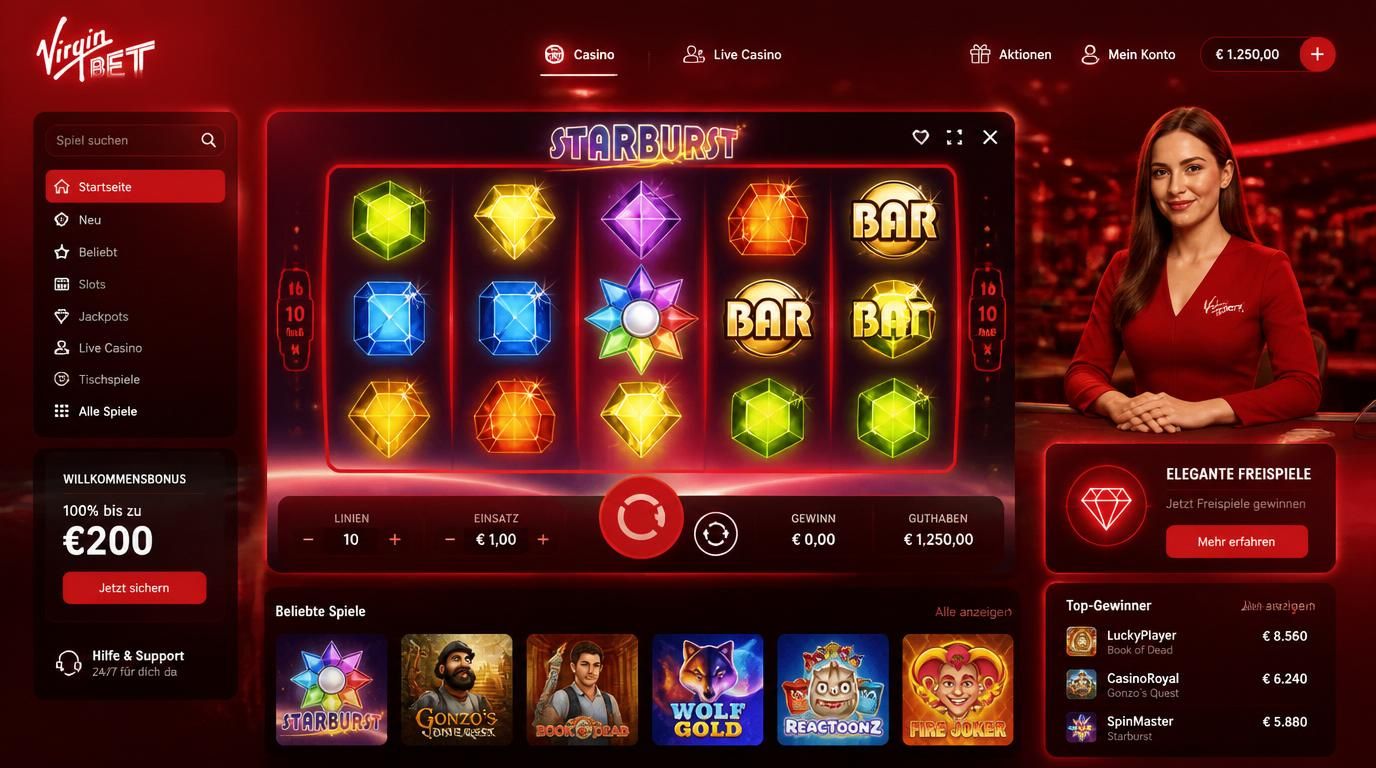 Ein stilvolles Slot-Interface zeigt Freispiele auf bekannten Titeln vor elegantem Hintergrund