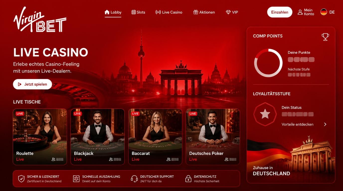 Live Casino Szene mit Loyalitätspunkten in übersichtlicher Anzeige, aber keine festen Werte